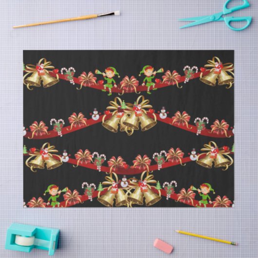 クリスマスティッシュペーパーサンタ雪だるま小妖精や小人 薄葉紙 (クラフト)