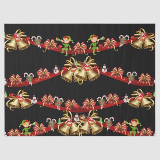 クリスマスティッシュペーパーサンタ雪だるま小妖精や小人 薄葉紙 (正面)