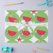 クリスマスティッシュペーパースイカホワイトボウ 薄葉紙 (クラフト)