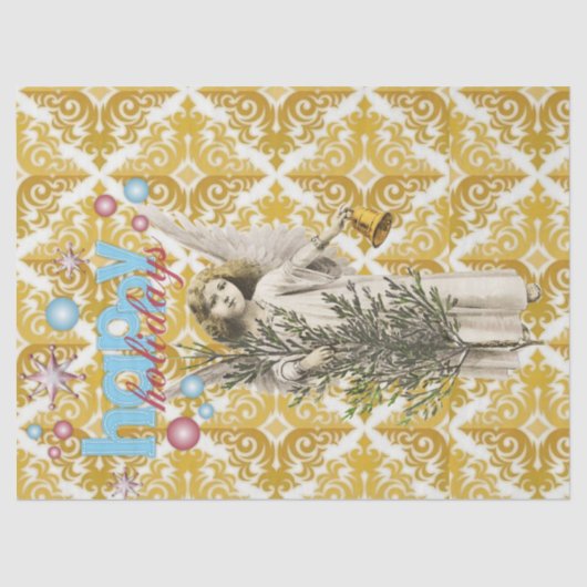 クリスマスティッシュペーパーハッピーホリデーズエンジェル 薄葉紙 (正面)