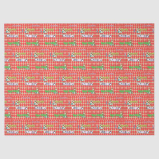 クリスマスティッシュペーパーレッドハッピーホリデイズ 薄葉紙 (正面)