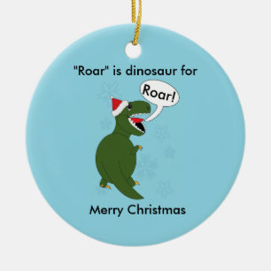 クリスマスティラノサウルスレックス恐竜ブルーカスタム セラミックオーナメント