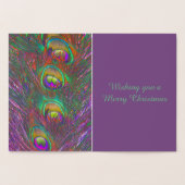 クリスマスティンセルピーコックの羽パーソナライズされた 箔カード (内部)