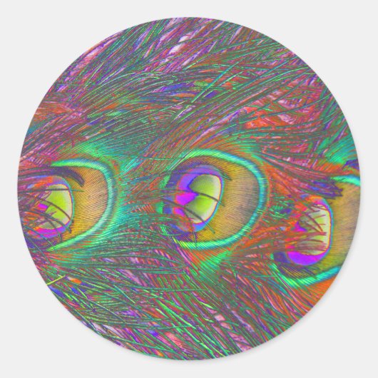 クリスマスティンセルピーコックの羽根シール ラウンドシール (正面)