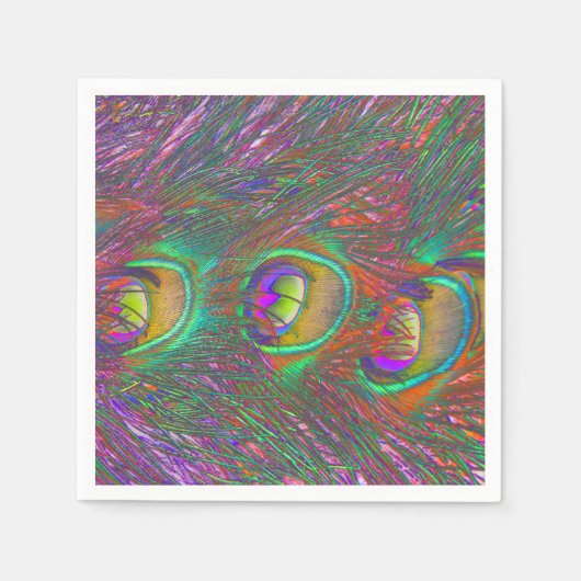 クリスマスティンセルピーコックの羽根 スタンダードカクテルナプキン (正面)