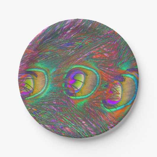 クリスマスティンセルピーコックの羽根 ペーパープレート (正面)