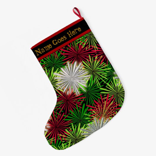 クリスマスティンセルポムポムパーソナライズされた(Christmas Tinsel PomPoms) ラージクリスマスストッキング (裏面 (吊り時))