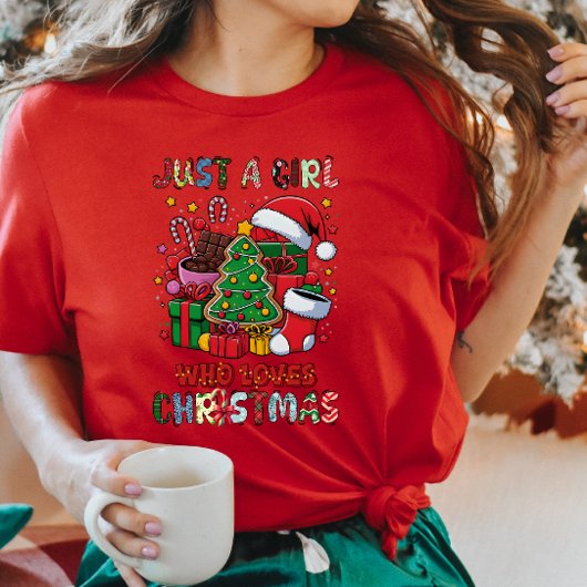 クリスマスティーを愛する女の子 Tシャツ