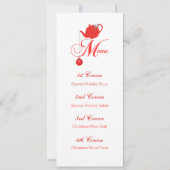 クリスマスティーカスタムメニュー赤ティーポット 招待状 (正面)