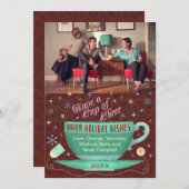 クリスマスティーカップホリデー応援パーソナライズされたフォト シーズンカード (正面/裏面)