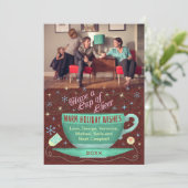 クリスマスティーカップホリデー応援パーソナライズされたフォト シーズンカード (スタンド正面)