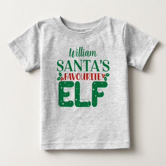 クリスマスティーサンタのお気に入りの小妖精や小人。編集可能な名前 ベビーTシャツ (正面)