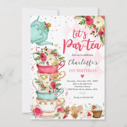 クリスマスティーバースデーパーティーパーティー 招待状 (正面)