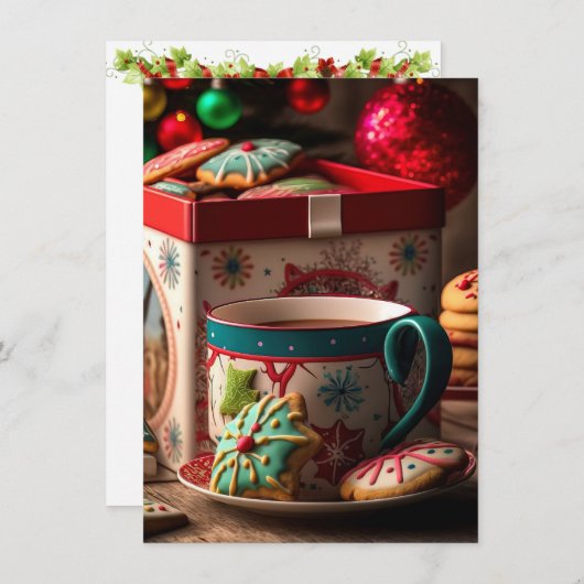 クリスマスティーパーティーアット祖母の家 招待状 (正面/裏面)