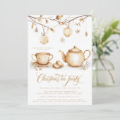 クリスマスティーパーティーミニマリストエレガントボホ 招待状 (スタンド正面)