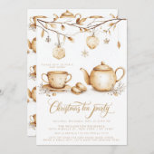 クリスマスティーパーティーミニマリストエレガントボホ 招待状 (正面/裏面)