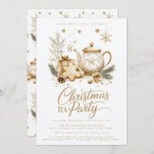 クリスマスティーパーティーミニマルモダンリスト 招待状 (正面/裏面)