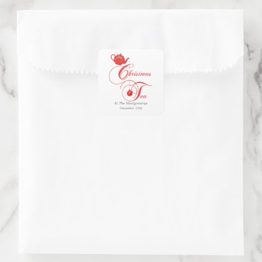 クリスマスティーパーティー名前をカスタムすると日付 スクエアシール (バッグ)