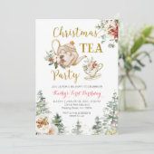 クリスマスティーパーティー誕生日ガールパールティー 招待状 (スタンド正面)
