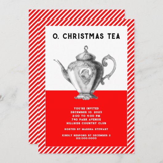 クリスマスティーパーティー 招待状 (正面/裏面)