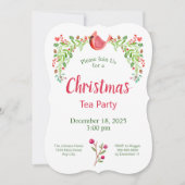 クリスマスティーパーティー（鳥）ショウジョウコウカンチョウ水彩 招待状 (正面)