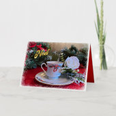 クリスマスティーフォイル折り畳みカード 箔グリーティングカード (正面)