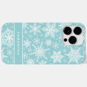 クリスマスティール(緑がかった色)と白い雪モノグラムの片 Case-Mate iPhoneケース (裏面 (横))
