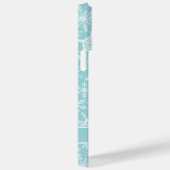 クリスマスティール(緑がかった色)と白い雪モノグラムの片 Case-Mate iPhoneケース (裏面 / 右)