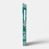 クリスマスティール(緑がかった色)の緑の雪片タイル模様 Case-Mate iPhoneケース (裏面 / 左)