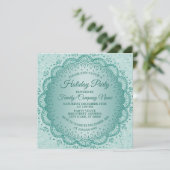 クリスマスティール(緑がかった色)エレガントホリデーズパーティー 招待状 (スタンド正面)