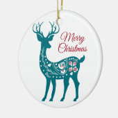 クリスマスティール（緑がかった色）トナカイエレガントセラミックオーナメント セラミックオーナメント (左)