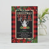 クリスマスティー素朴パーティーレッドブラックバッファロープレイド 招待状 (スタンド正面)