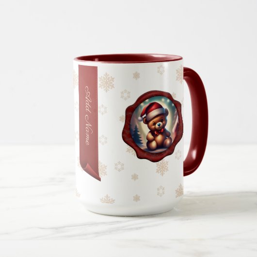 クリスマステディスターツリーバパーソナライズされたナーホワイト マグカップ (正面右)