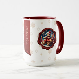 クリスマステディトレインパーソナライズされた2バナーホワイト マグカップ