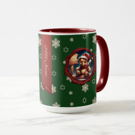 クリスマステディパーソナライズされたサインバナーグリーン マグカップ