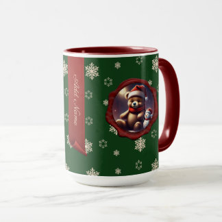クリスマステディフレンドパーソナライズされたバナーグリーン マグカップ