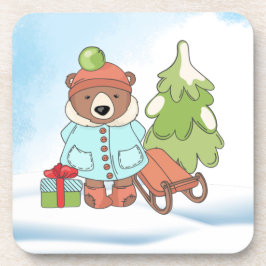 クリスマステディベアカップルとギフト コースター