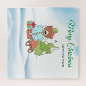 クリスマステディベアカップルとギフト ジグソーパズル (横)