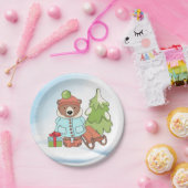 クリスマステディベアカップルとギフト ペーパープレート (パーティー)