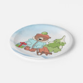 クリスマステディベアカップルとギフト ペーパープレート (アングル)