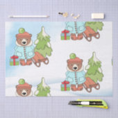 クリスマステディベアカップルとギフト 薄葉紙 (クラフト)