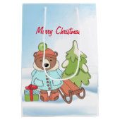 クリスマステディベアカップルと抱き枕 ミディアムペーパーバッグ (裏面)