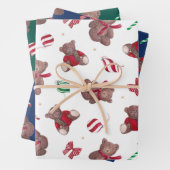 クリスマステディベアズボーブル弓 ラッピングペーパーシート (インサイチュ)