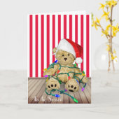 クリスマステディベアーズインホリデーライト カード (黄色い花)