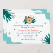 クリスマステディベア誕生日パーティー 招待状 (正面/裏面)