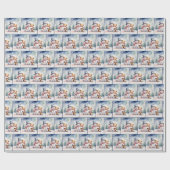 クリスマステディベア雪だるま ラッピングペーパー (フラット)