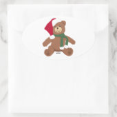 クリスマステディベア 楕円形シール (バッグ)