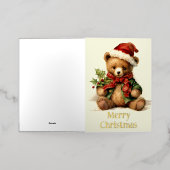 クリスマステディベア 箔グリーティングカード (外側レイダウン)
