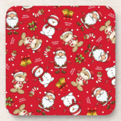 クリスマステディベア | Christmas Corkコースターセット コースター (正面)