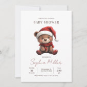 クリスマステディベイビーシャワー かわいいホリデーベイビー 招待状 (正面)